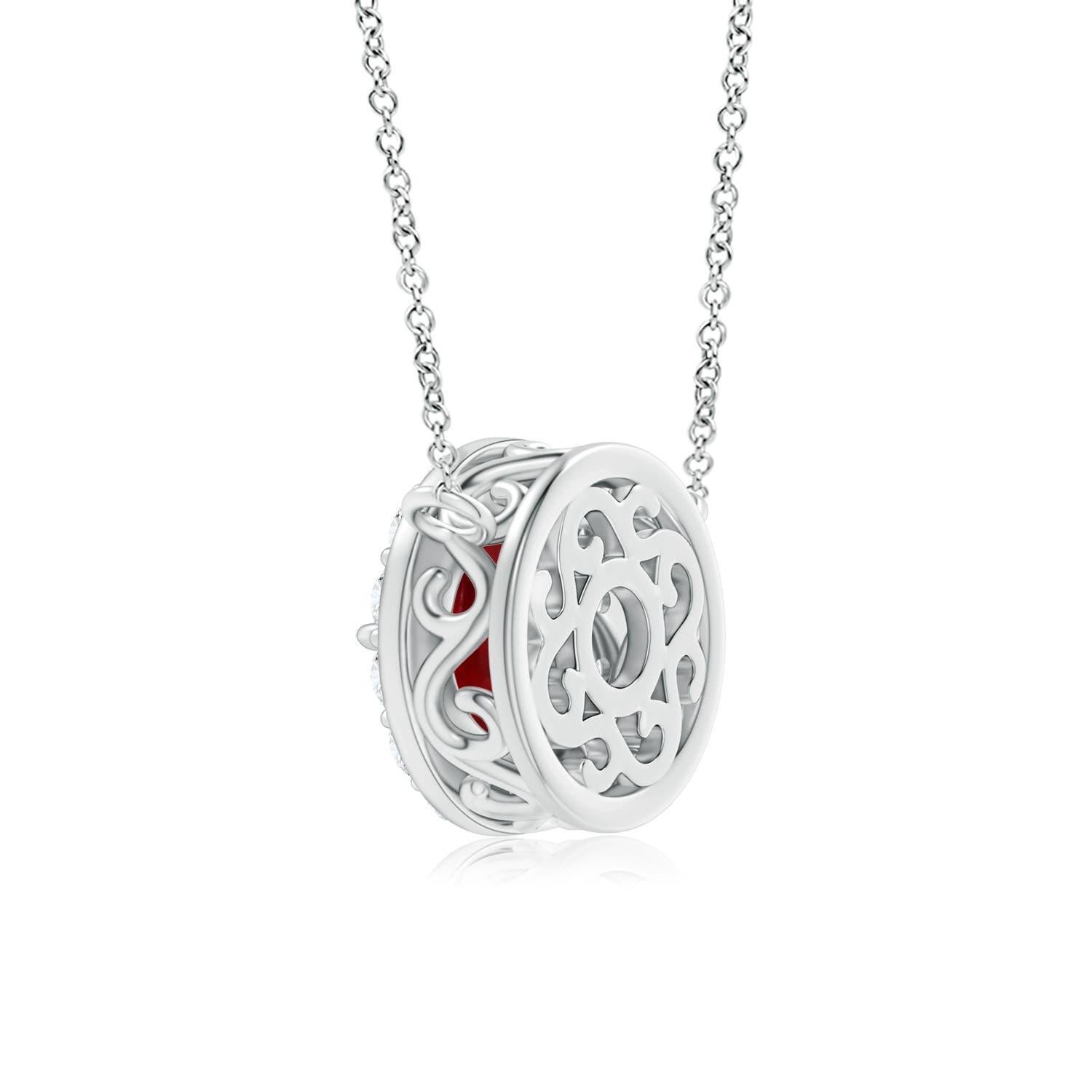 Angara GIA Certified Claw-Set Natural Ruby Halo White Gold Pendant Necklace In New Condition In Los Angeles, CA