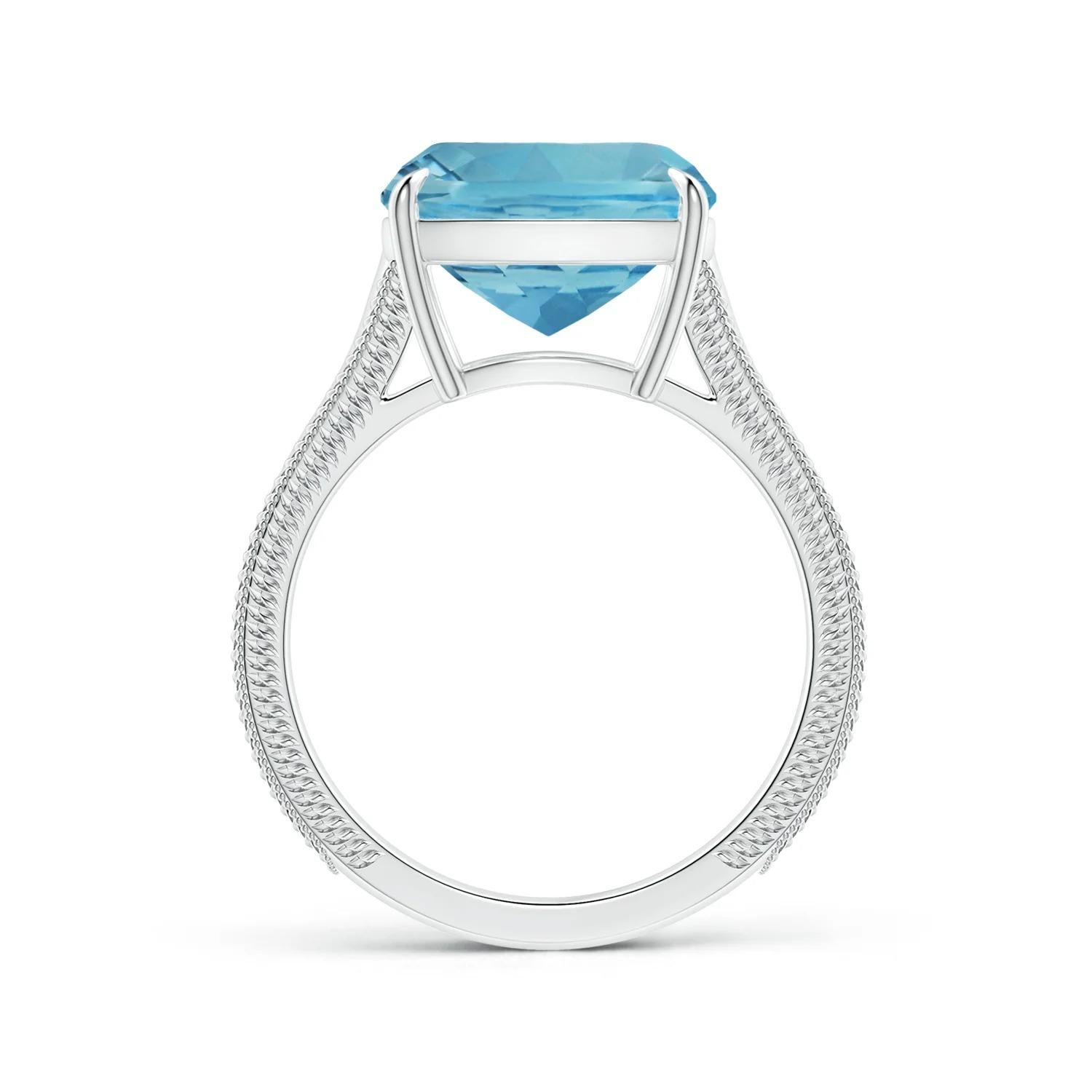 For Sale:  ANGARA GIA Certified Cushion Aquamarine Solitaire Ring in Platinum 2