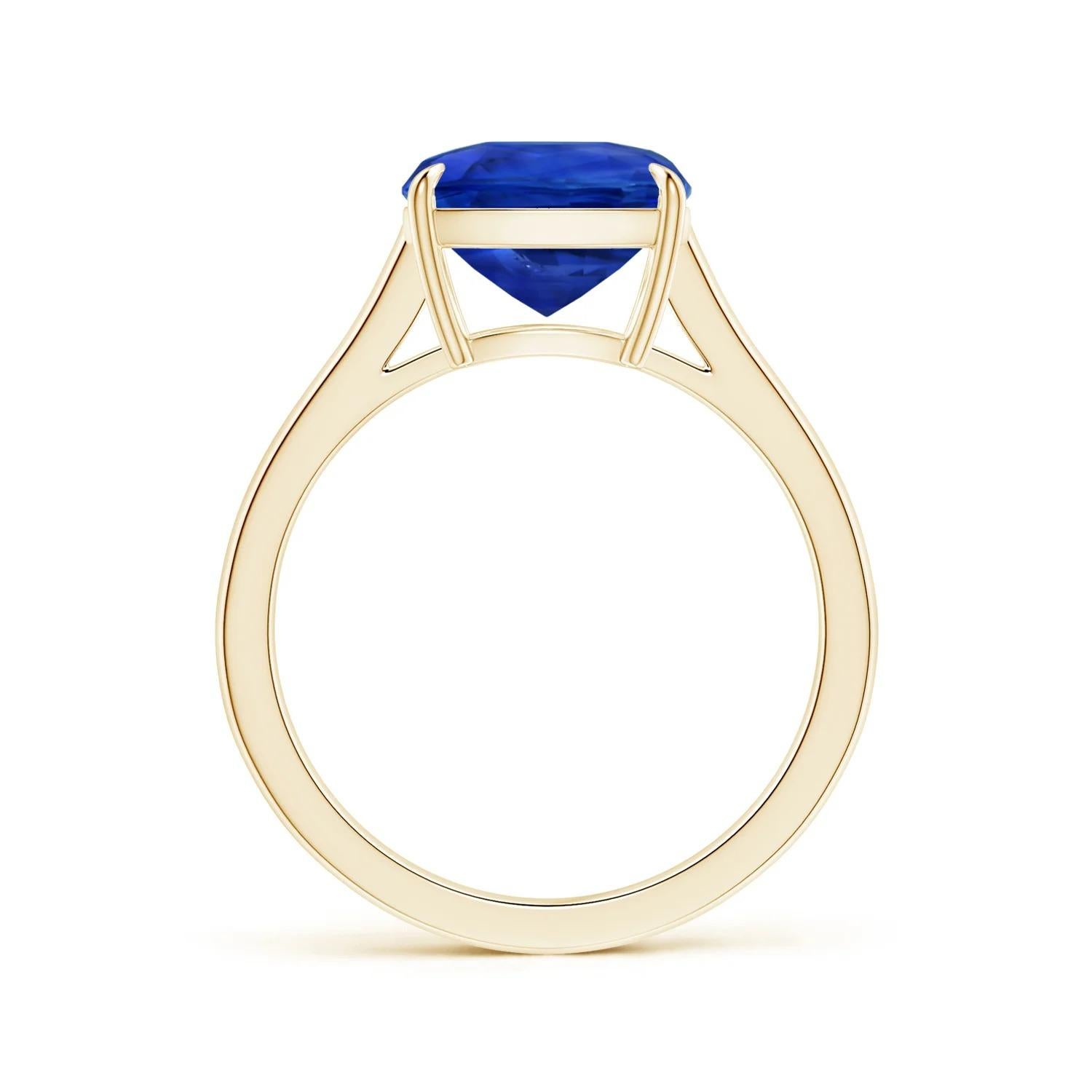 For Sale:  Angara GIA Certified Cushion Blue Sapphire Solitaire Ring in Yellow Gold 2