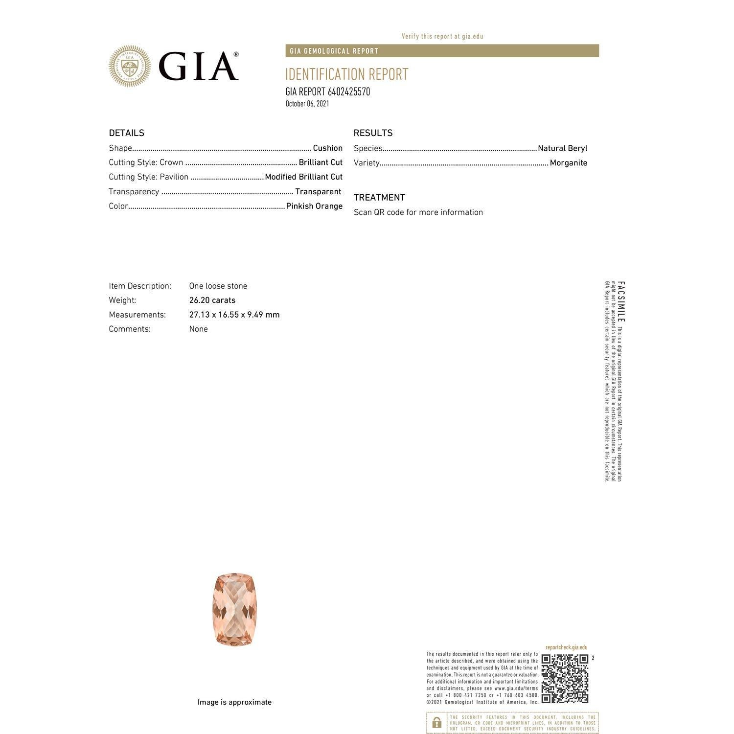 En vente :  Angara Bague en platine avec diamants et morganite taille coussin certifiée GIA 3