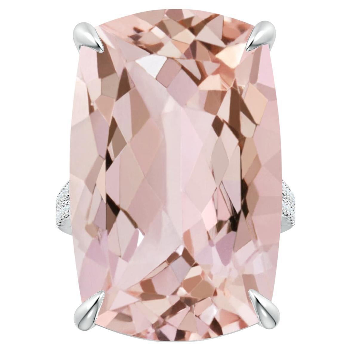 Angara GIA Certified Cushion Morganite Ring in Platinum with Diamonds