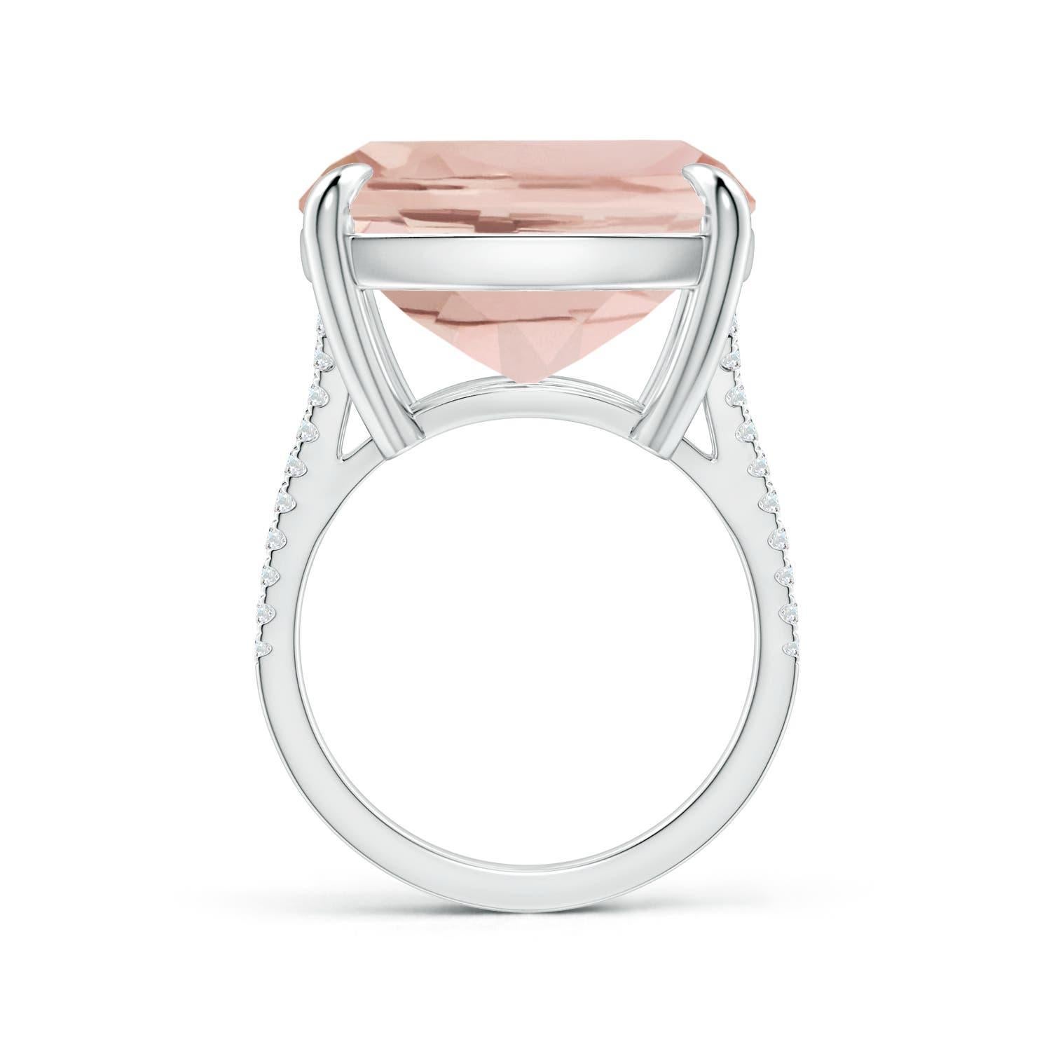 ANGARA GIA Certified Cushion Morganite Ring in White Gold with Diamonds 2