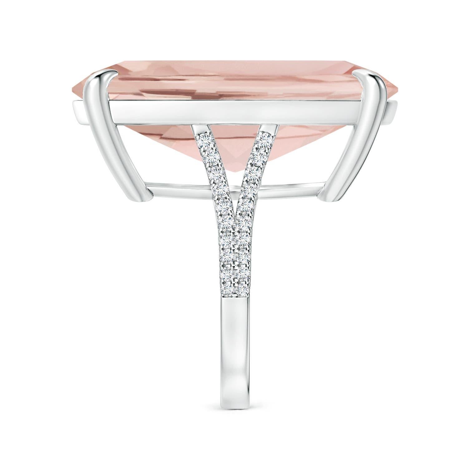 ANGARA GIA Certified Cushion Morganite Ring in White Gold with Diamonds 4