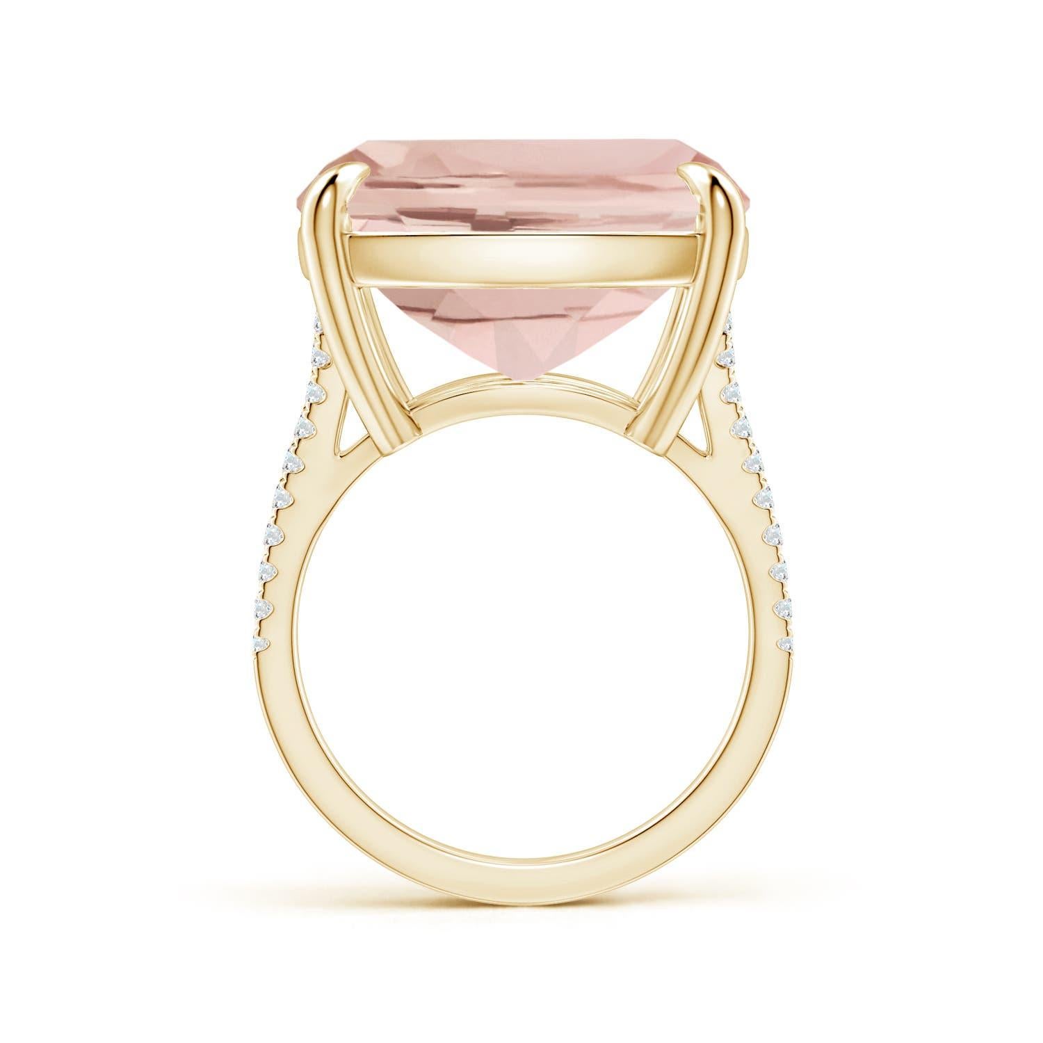 Angara GIA Certified Cushion Morganite Ring in Yellow Gold with Diamonds 2