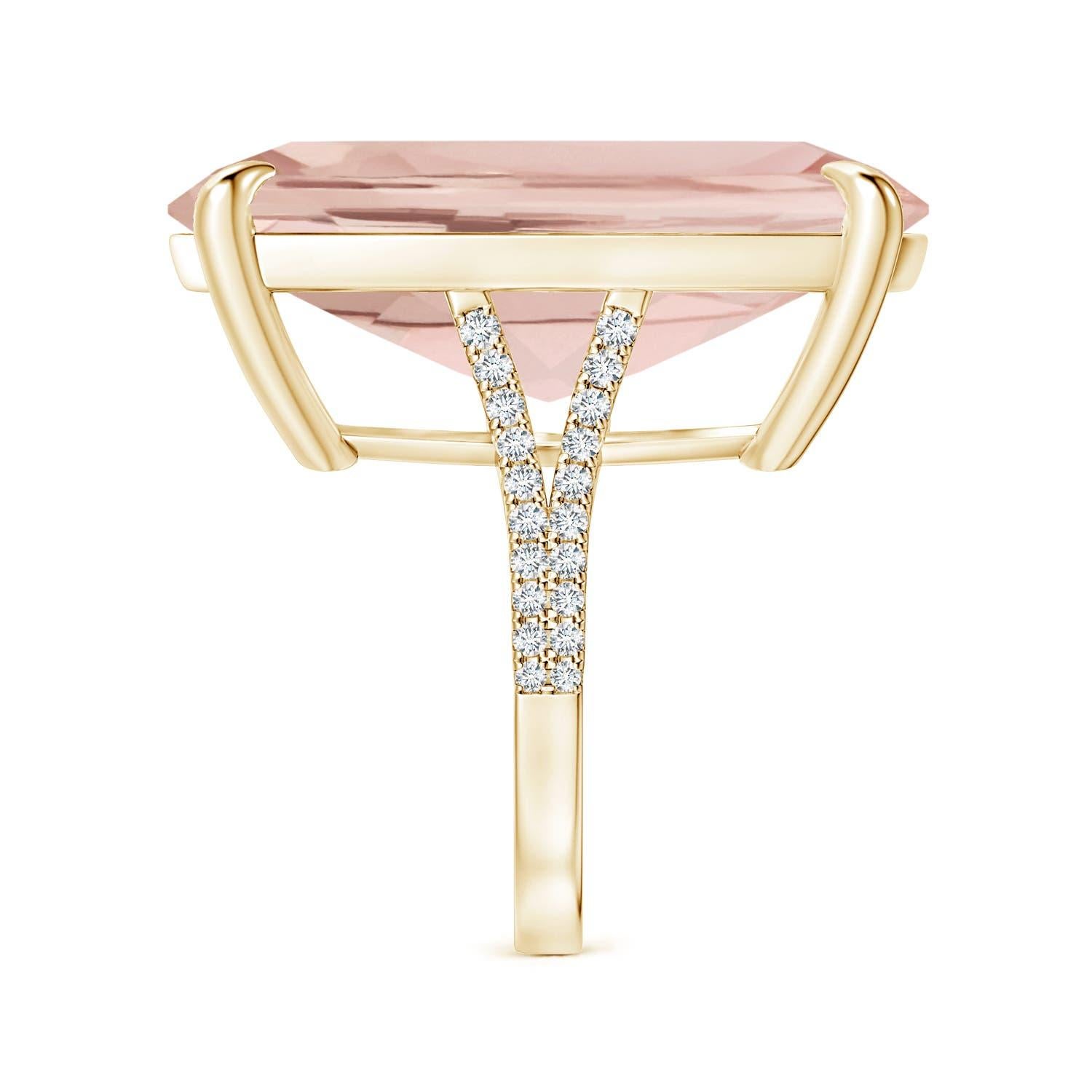 Angara GIA Certified Cushion Morganite Ring in Yellow Gold with Diamonds 4
