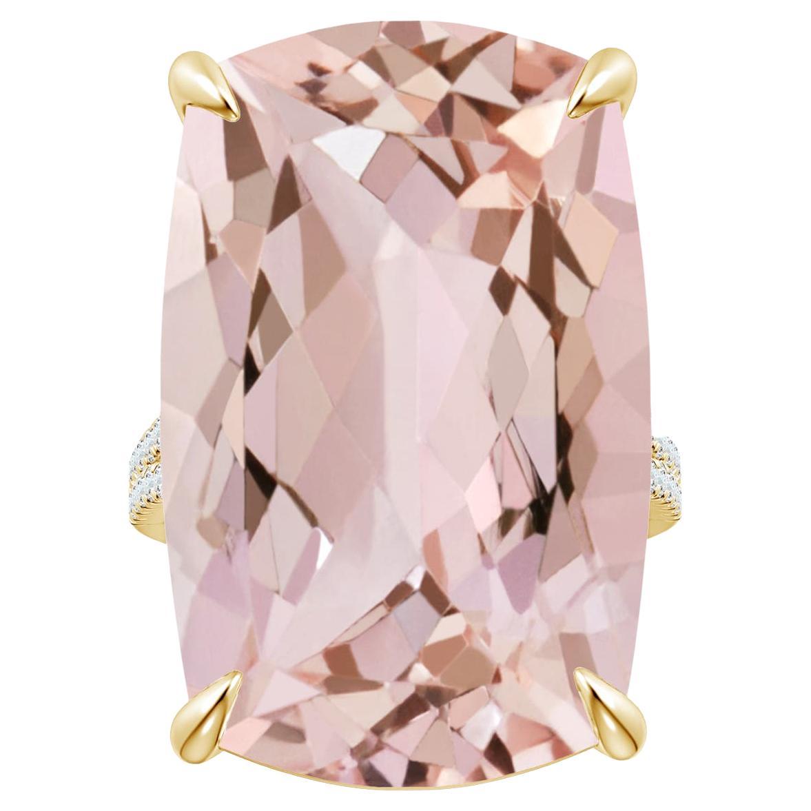 Angara GIA Certified Cushion Morganite Ring in Yellow Gold with Diamonds