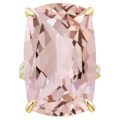 Anello Angara con Morganite a cuscino certificata GIA in oro giallo con diamanti