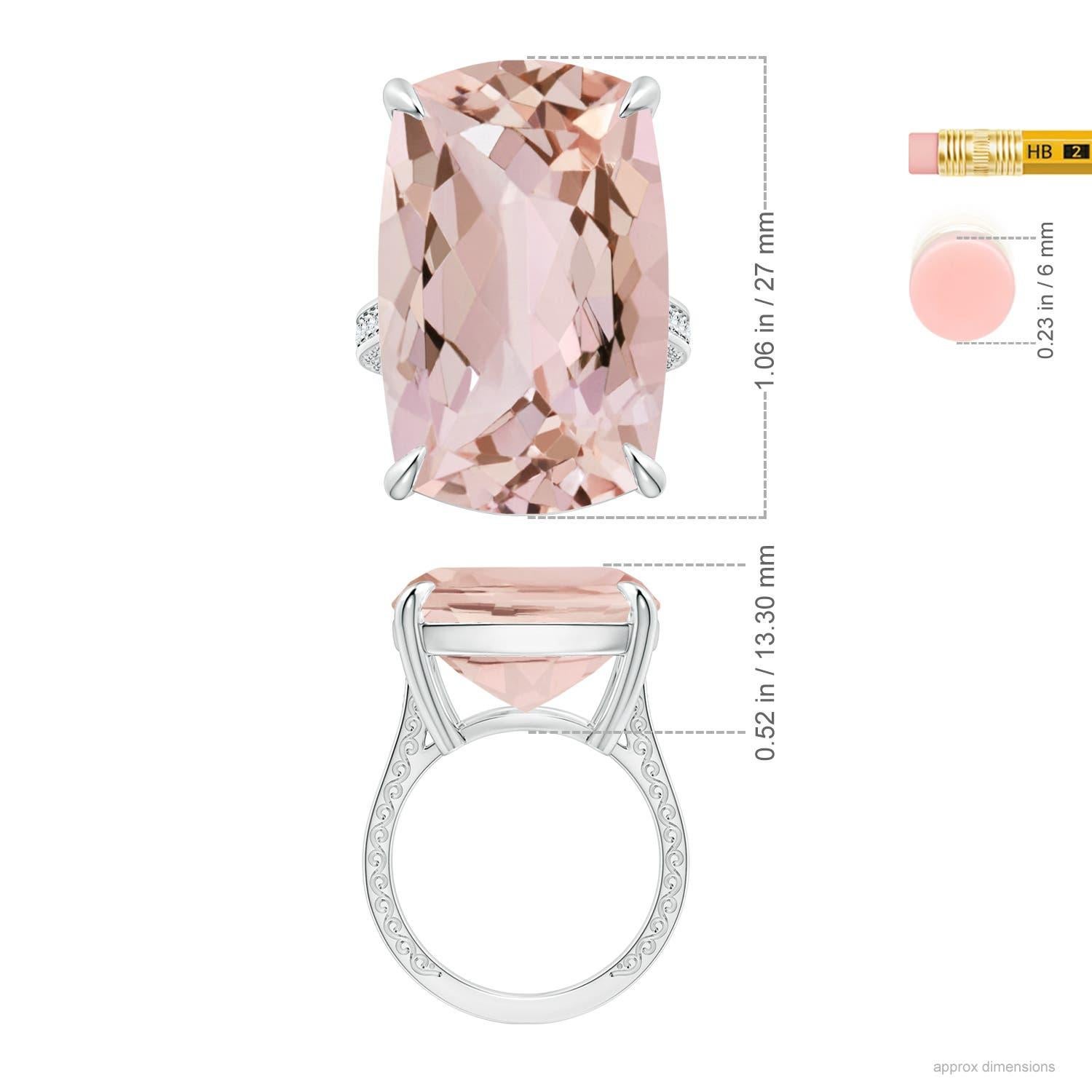 For Sale:  ANGARA GIA Certified Cushion Morganite Scroll Ring in Platinum with Diamonds  5
