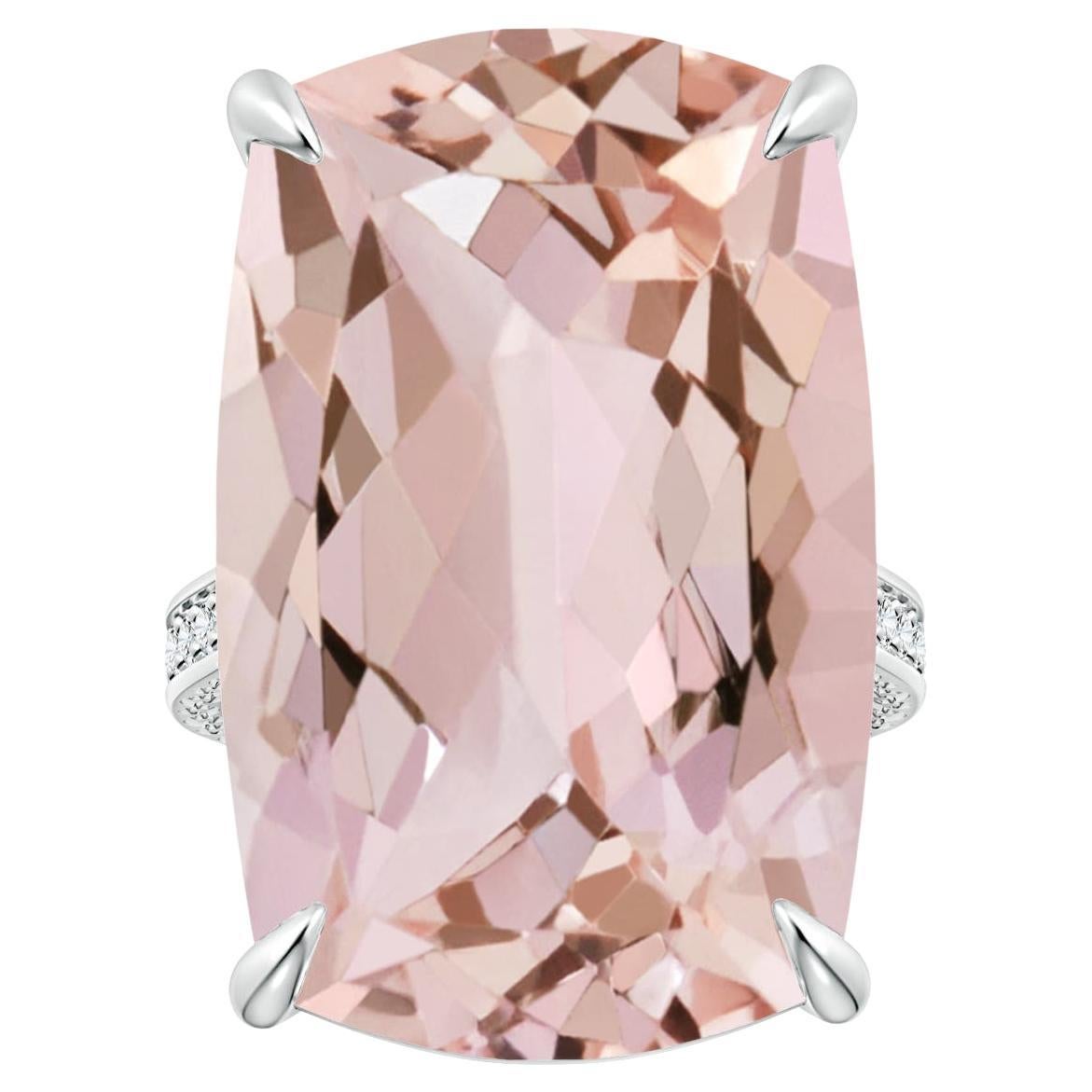 For Sale:  ANGARA GIA Certified Cushion Morganite Scroll Ring in Platinum with Diamonds