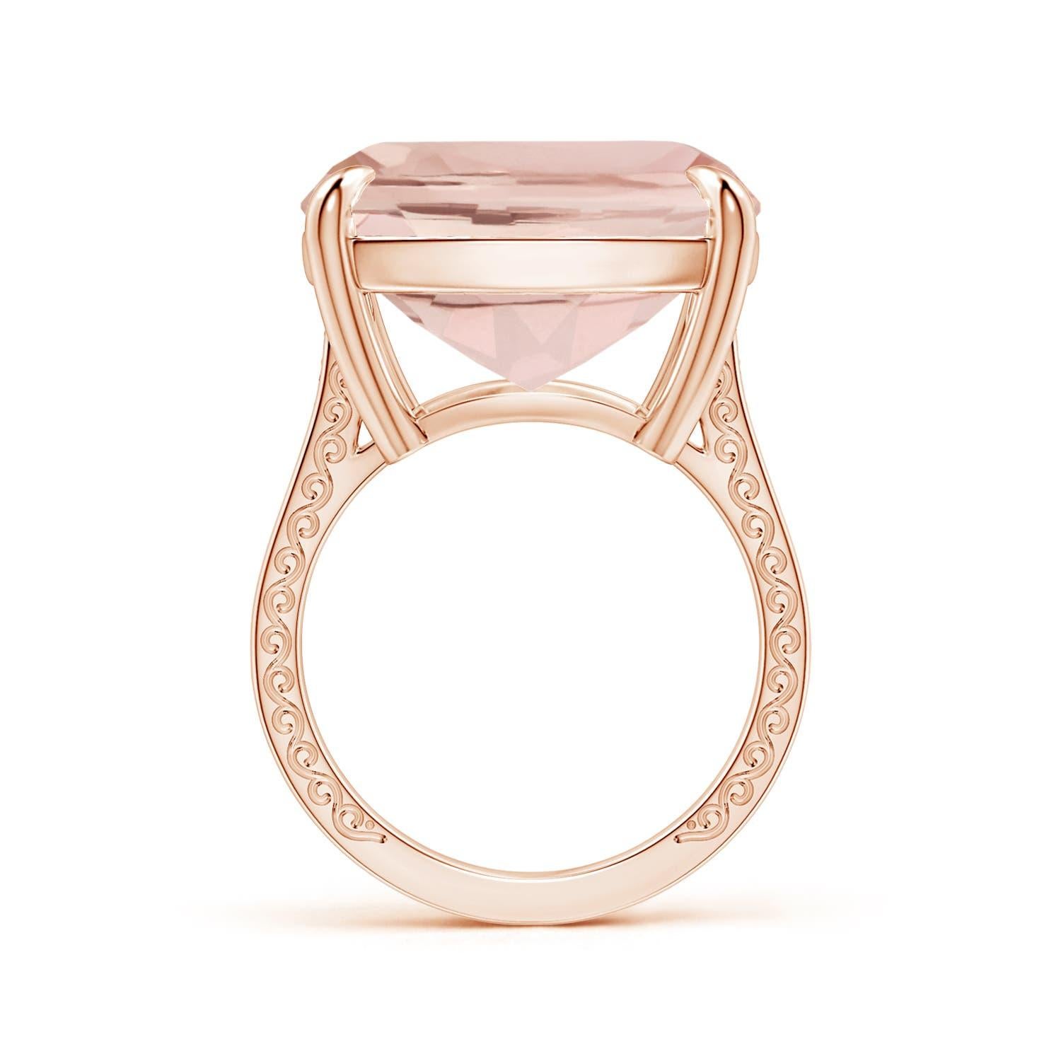 For Sale:  Angara GIA Certified Cushion Morganite Scroll Ring in Rose Gold with Diamonds  2