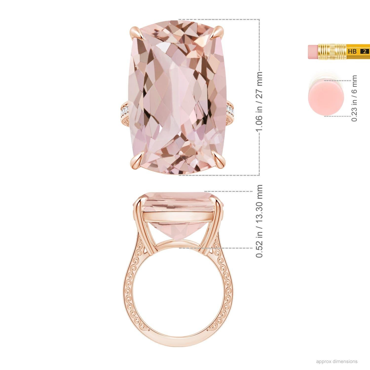 En vente :  Angara Bague à volutes en or rose avec diamants et morganite taille coussin certifiée GIA  5