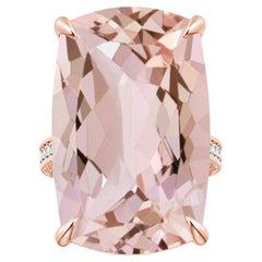 Angara GIA Certified Cushion Morganite Scroll Ring in Rose Gold with Diamonds
