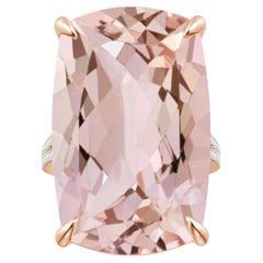 Angara Bague à tige fendue en or rose avec diamants et morganite taille coussin certifiée par le GIA