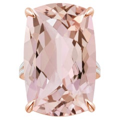 Angara Anillo de oro rosa con diamantes y cojín de morganita certificado por el GIA