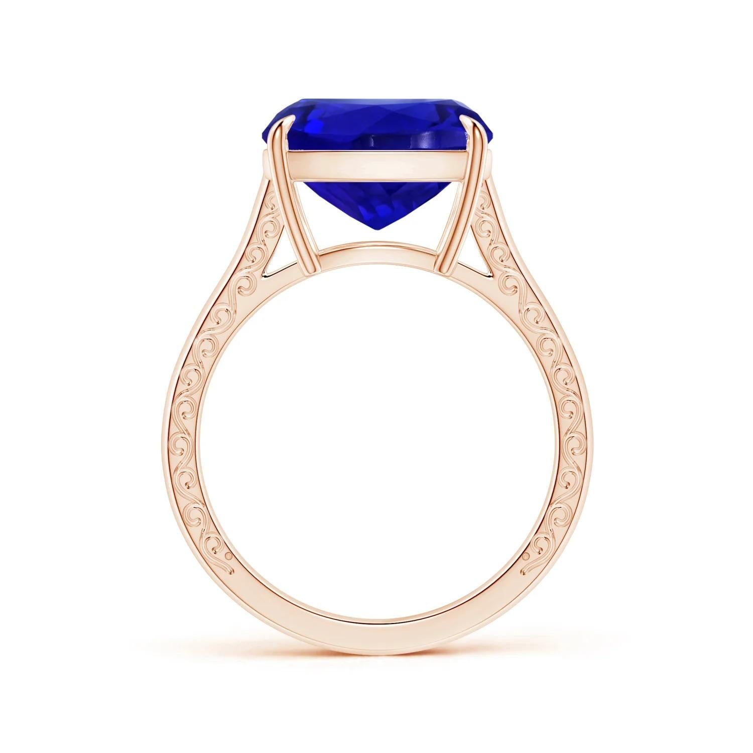 For Sale:  ANGARA GIA Certified Cushion Tanzanite Solitaire Ring in Rose Gold 2