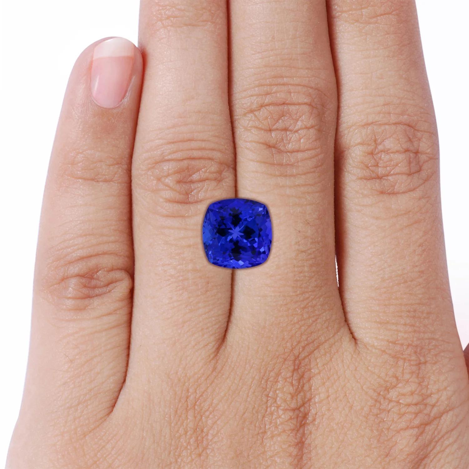 For Sale:  ANGARA GIA Certified Cushion Tanzanite Solitaire Ring in Rose Gold 7