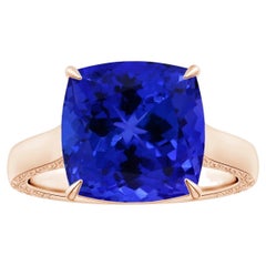 ANGARA GIA Certified Cushion Tanzanite Solitaire Ring in Rose Gold