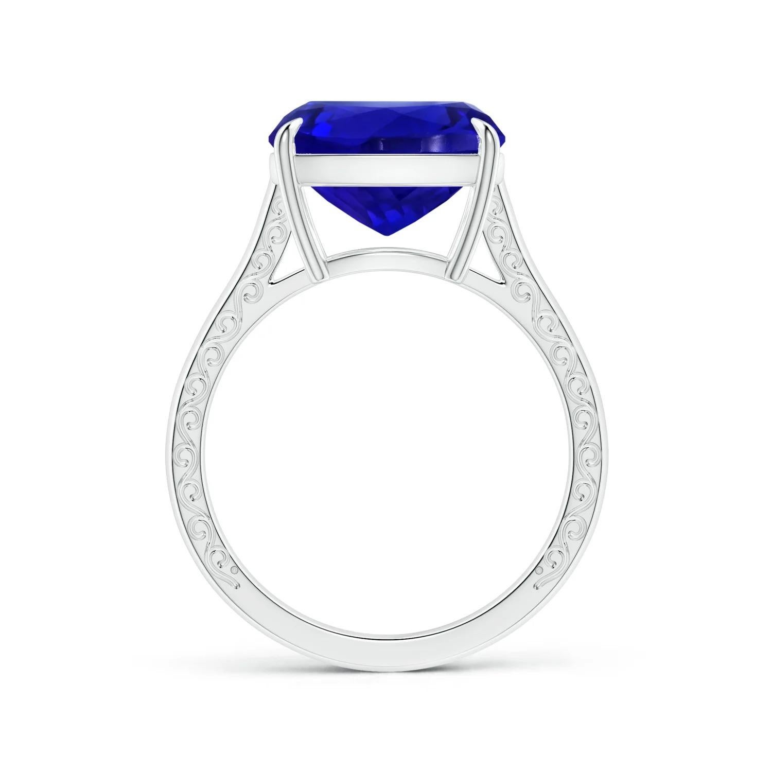 For Sale:  ANGARA GIA Certified Cushion Tanzanite Solitaire Ring in White Gold 2