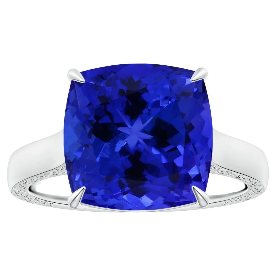 For Sale:  ANGARA GIA Certified Cushion Tanzanite Solitaire Ring in White Gold