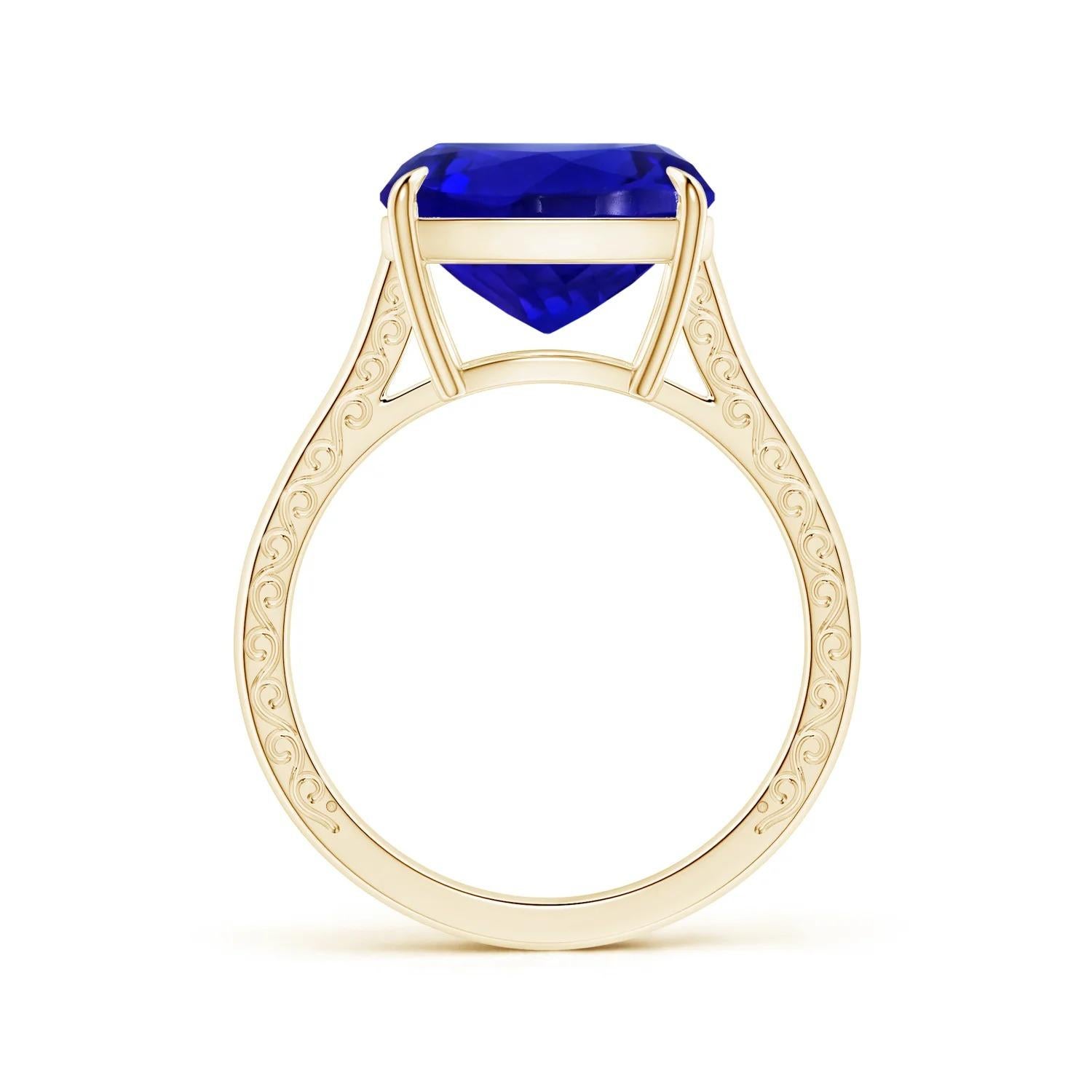 For Sale:  Angara Gia Certified Cushion Tanzanite Solitaire Ring in Yellow Gold 2