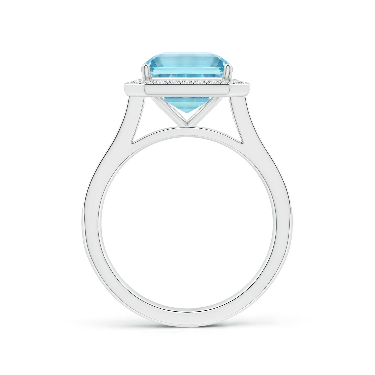 For Sale:  ANGARA GIA Certified 4.71ct Aquamarine Halo Ring in Platinum with Diamonds 3