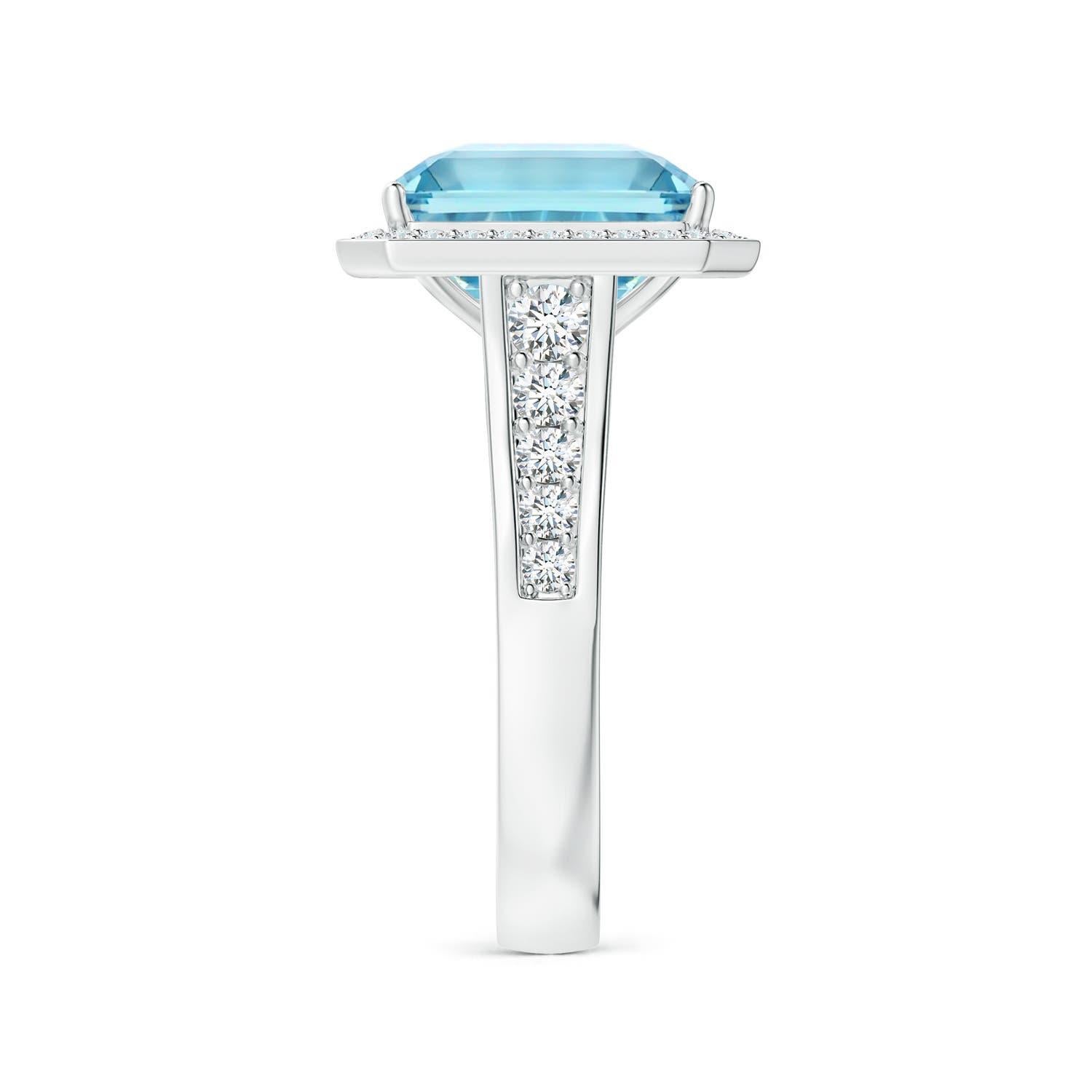 For Sale:  ANGARA GIA Certified 4.71ct Aquamarine Halo Ring in Platinum with Diamonds 4