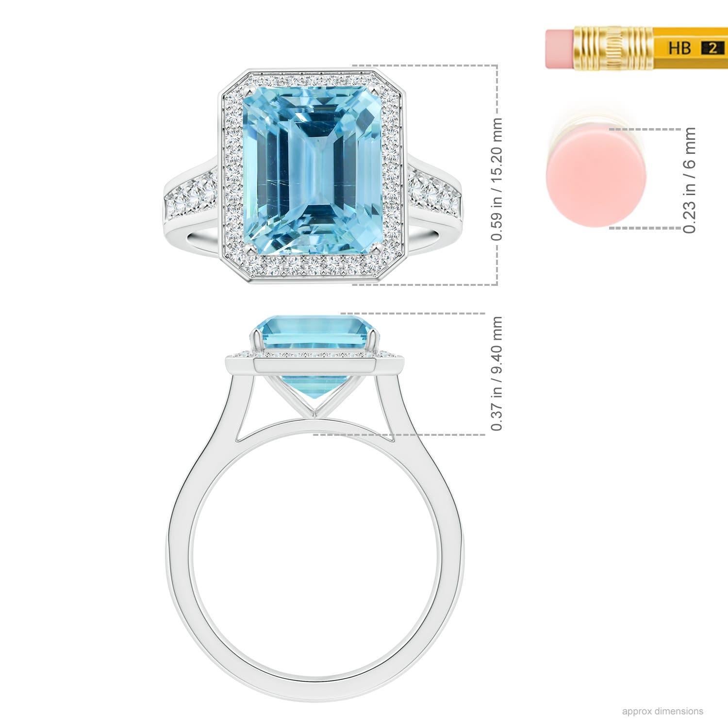 For Sale:  ANGARA GIA Certified 4.71ct Aquamarine Halo Ring in Platinum with Diamonds 2