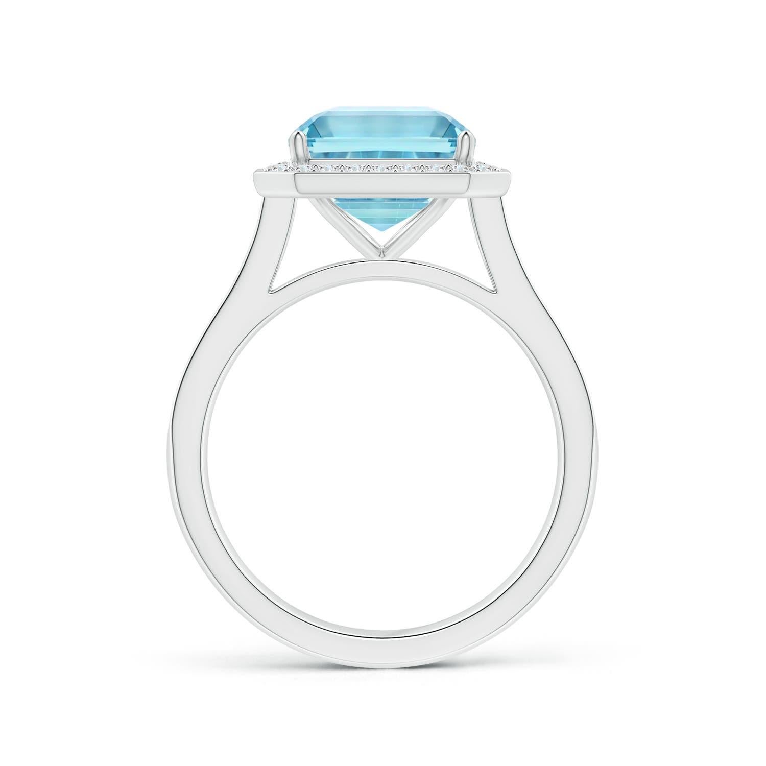 ANGARA GIA Certified 4.71ct Aquamarine Halo Ring in White Gold with Diamond 3