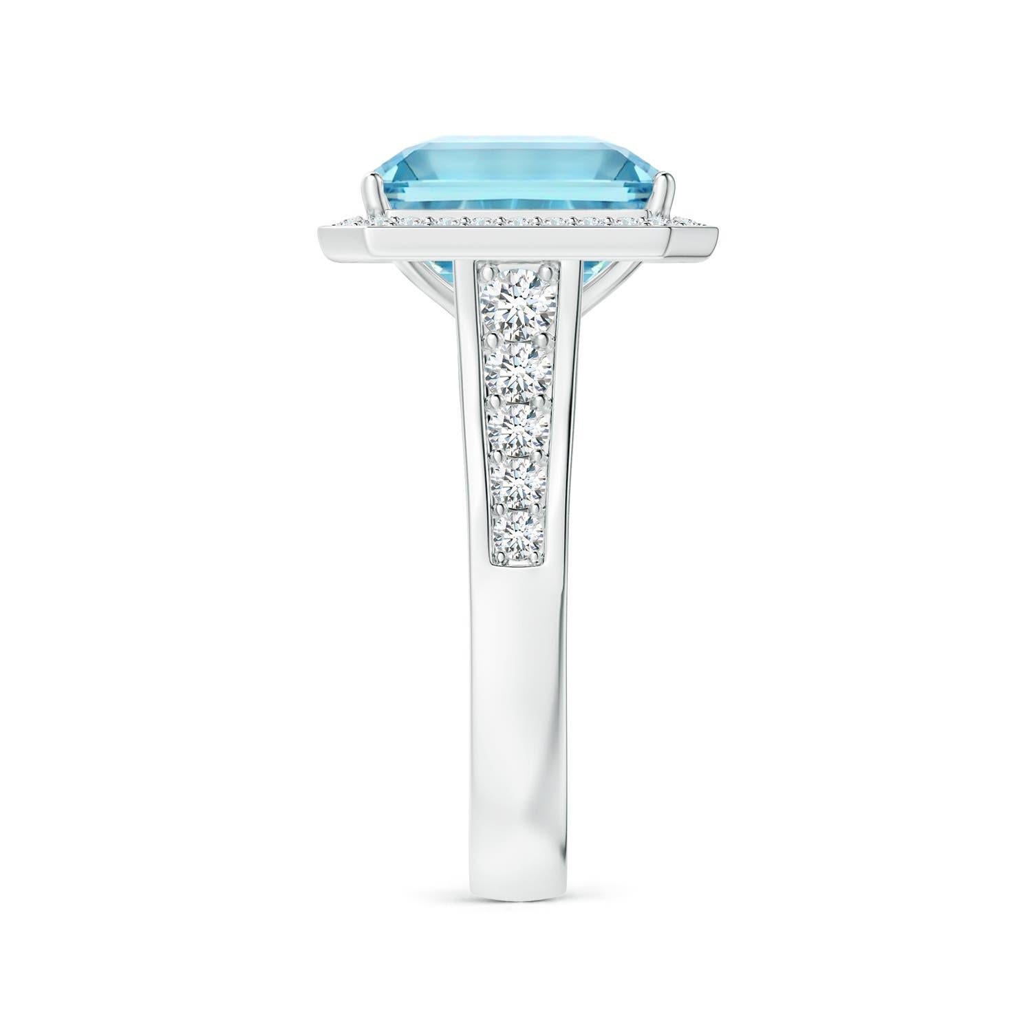 ANGARA GIA Certified 4.71ct Aquamarine Halo Ring in White Gold with Diamond 4