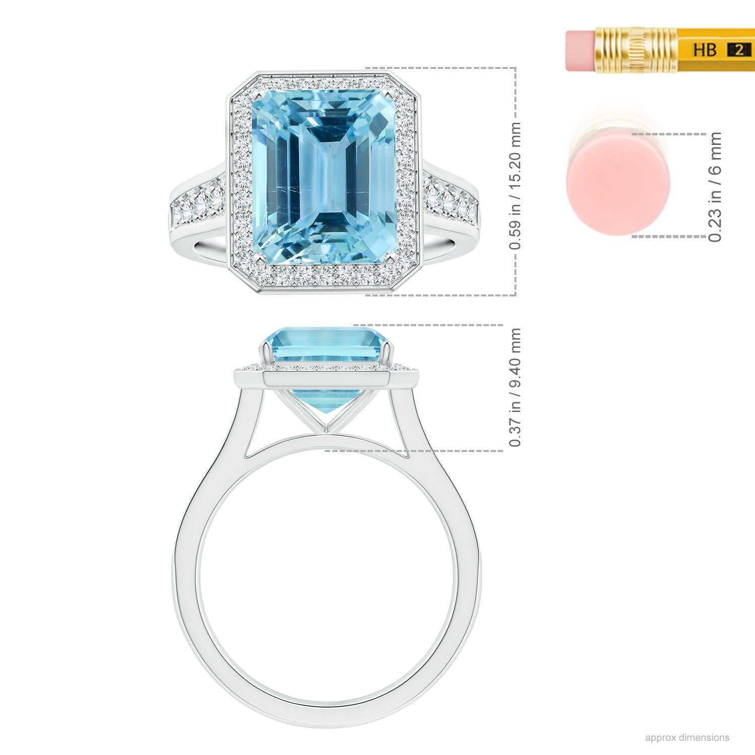 ANGARA GIA Certified 4.71ct Aquamarine Halo Ring in White Gold with Diamond 2