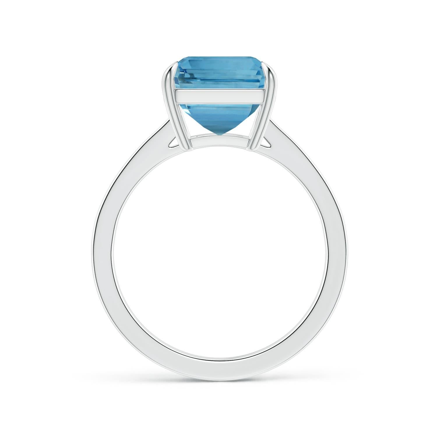 For Sale:  ANGARA GIA Certified Emerald-Cut Aquamarine Ring in Platinum with Diamond Shank 2