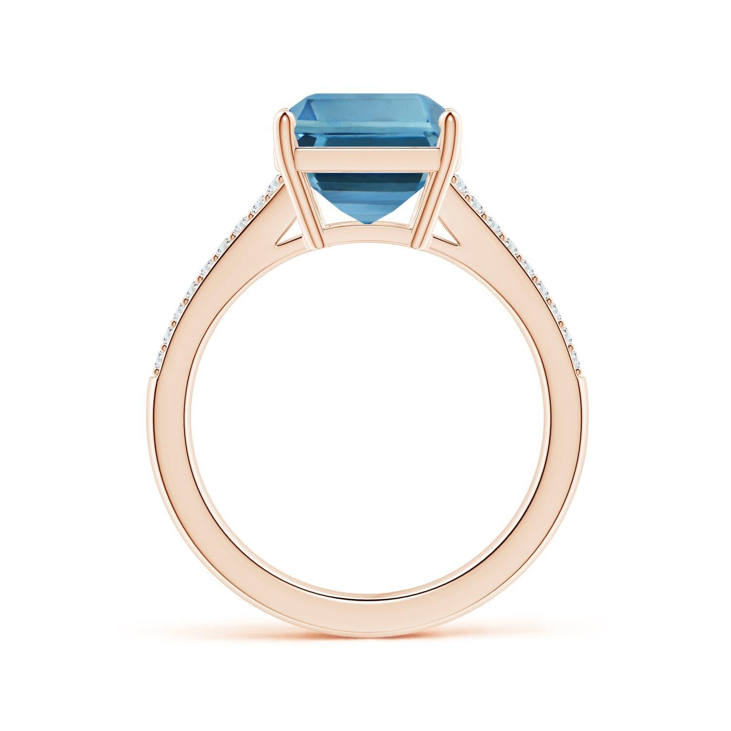 For Sale:  ANGARA GIA Certified 5.04ct Aquamarine Ring in 14K Rose Gold with Diamonds 3