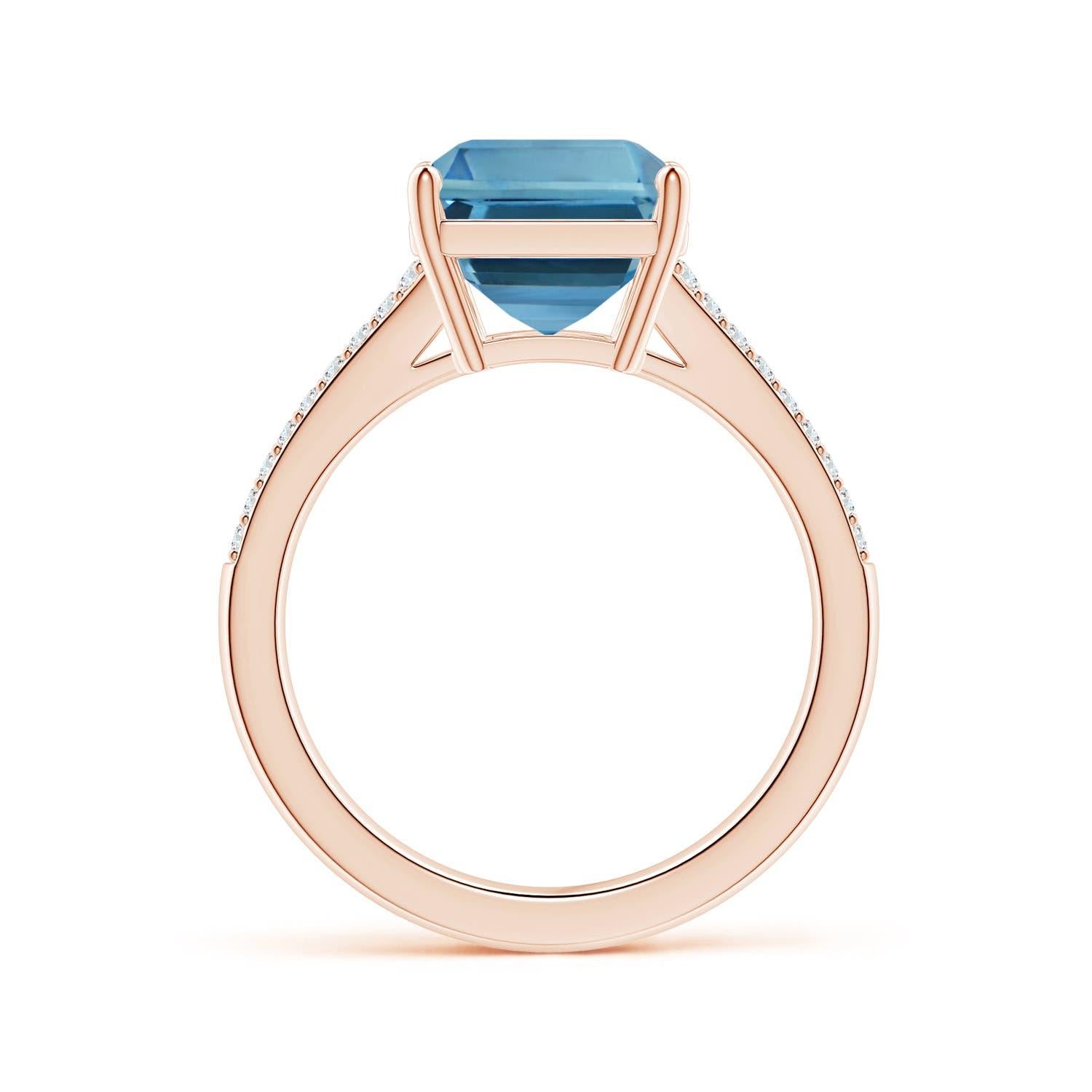For Sale:  ANGARA GIA Certified 5.04ct Aquamarine Ring in 18K Rose Gold with Diamond 3
