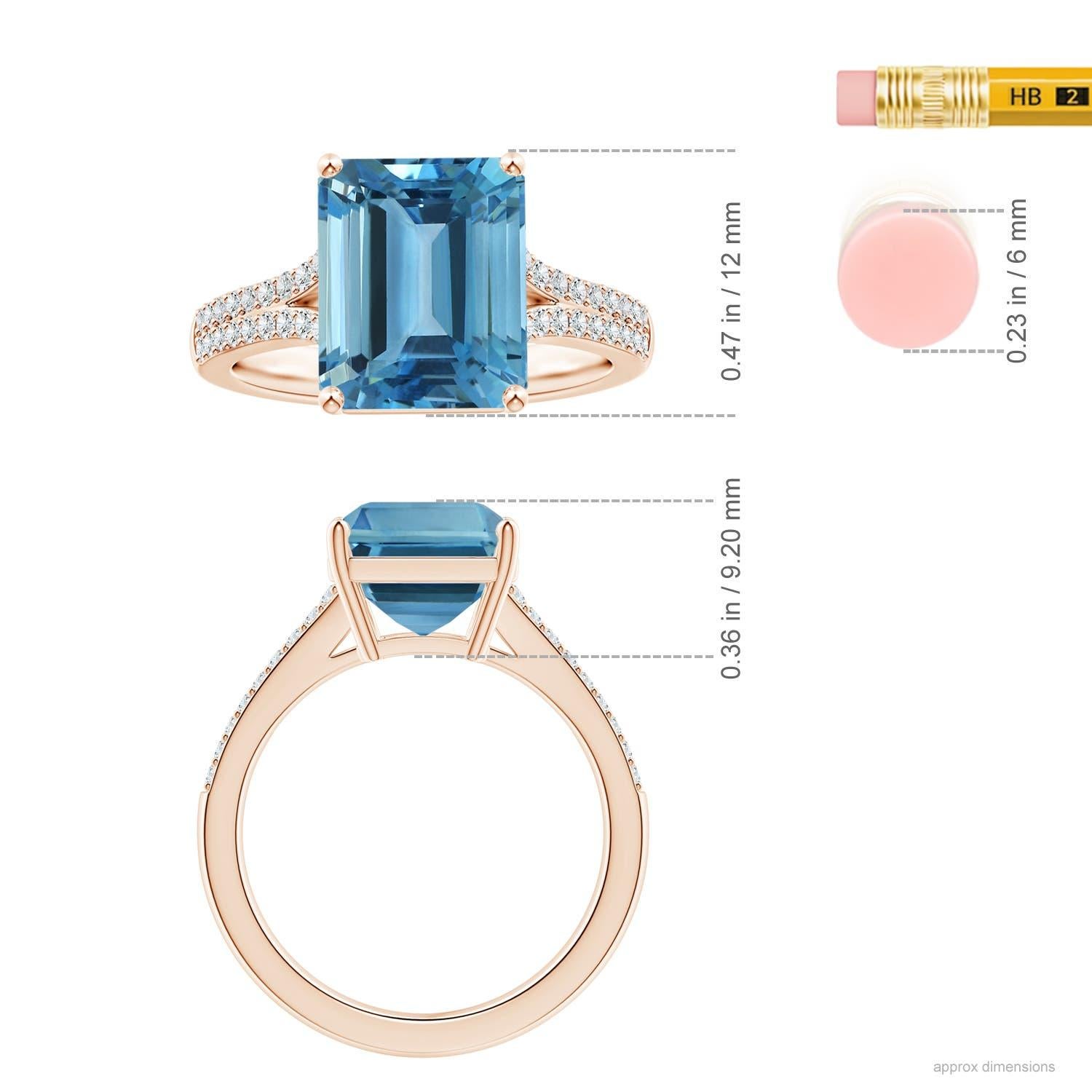 For Sale:  ANGARA GIA Certified 5.04ct Aquamarine Ring in 14K Rose Gold with Diamonds 2