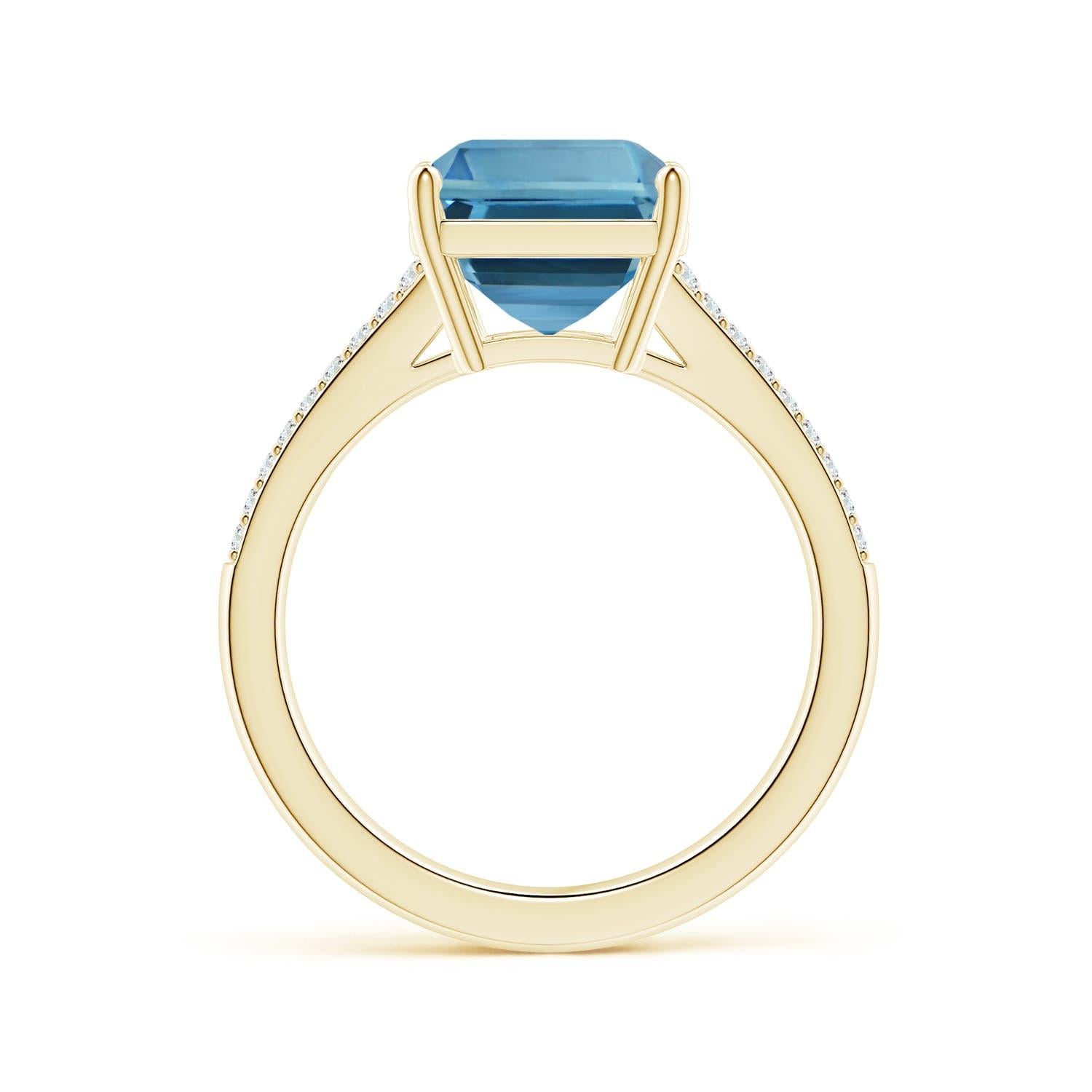 Im Angebot: ANGARA GIA zertifizierter 5,04 Karat Aquamarin-Ring aus 18 Karat Gelbgold mit Diamant () 3