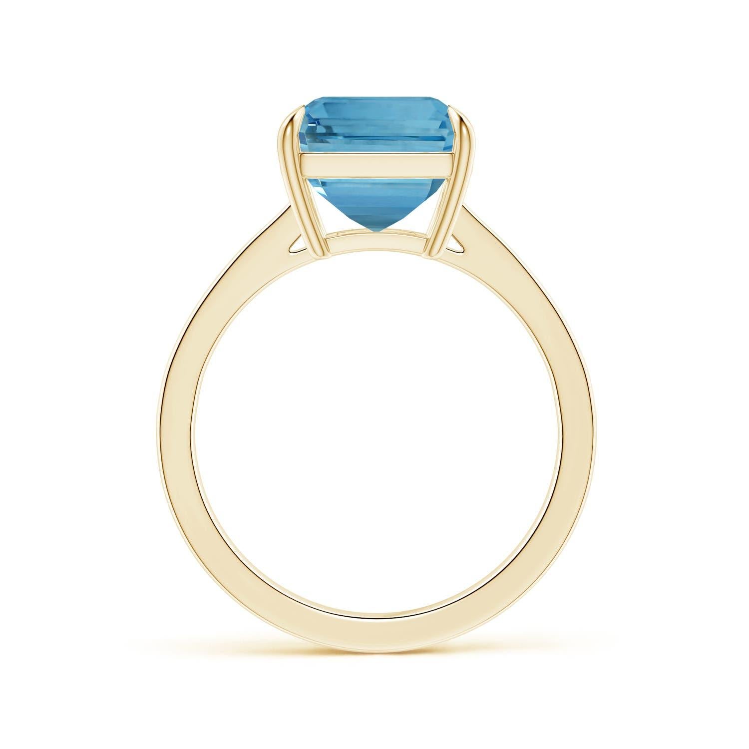 For Sale:  ANGARA GIA Certified Emerald-Cut Aquamarine Ring in Yellow Gold with Diamonds 2