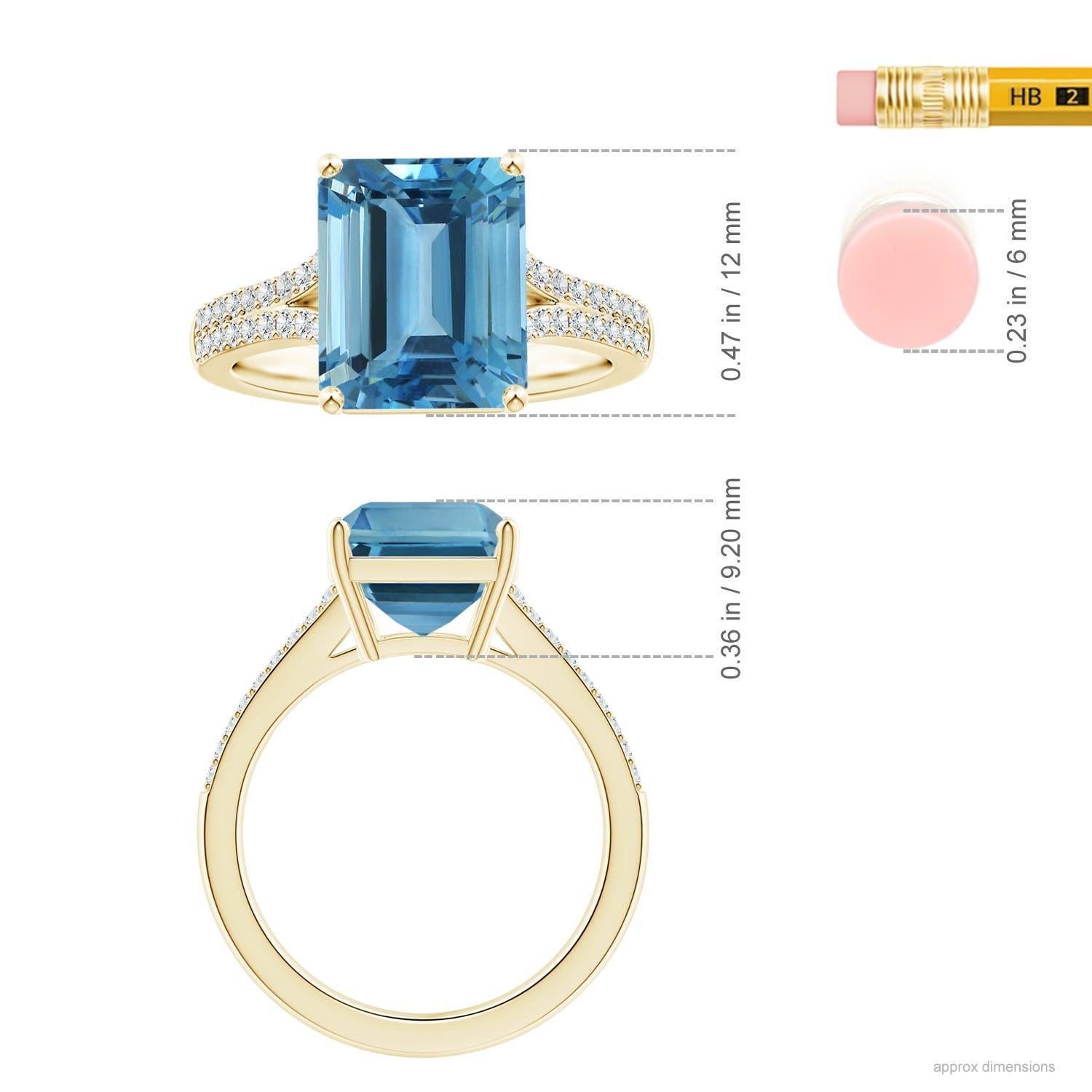 Im Angebot: ANGARA GIA zertifizierter 5,04 Karat Aquamarin-Ring aus 18 Karat Gelbgold mit Diamant () 2