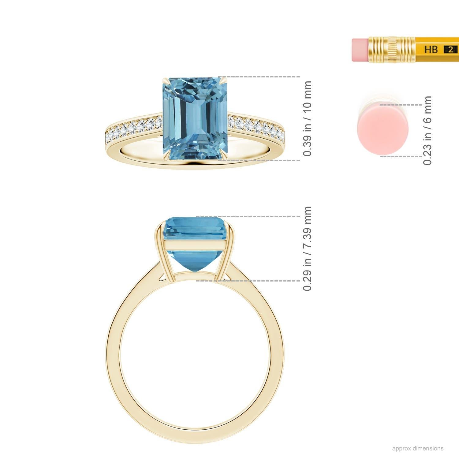 For Sale:  ANGARA GIA Certified Emerald-Cut Aquamarine Ring in Yellow Gold with Diamonds 5