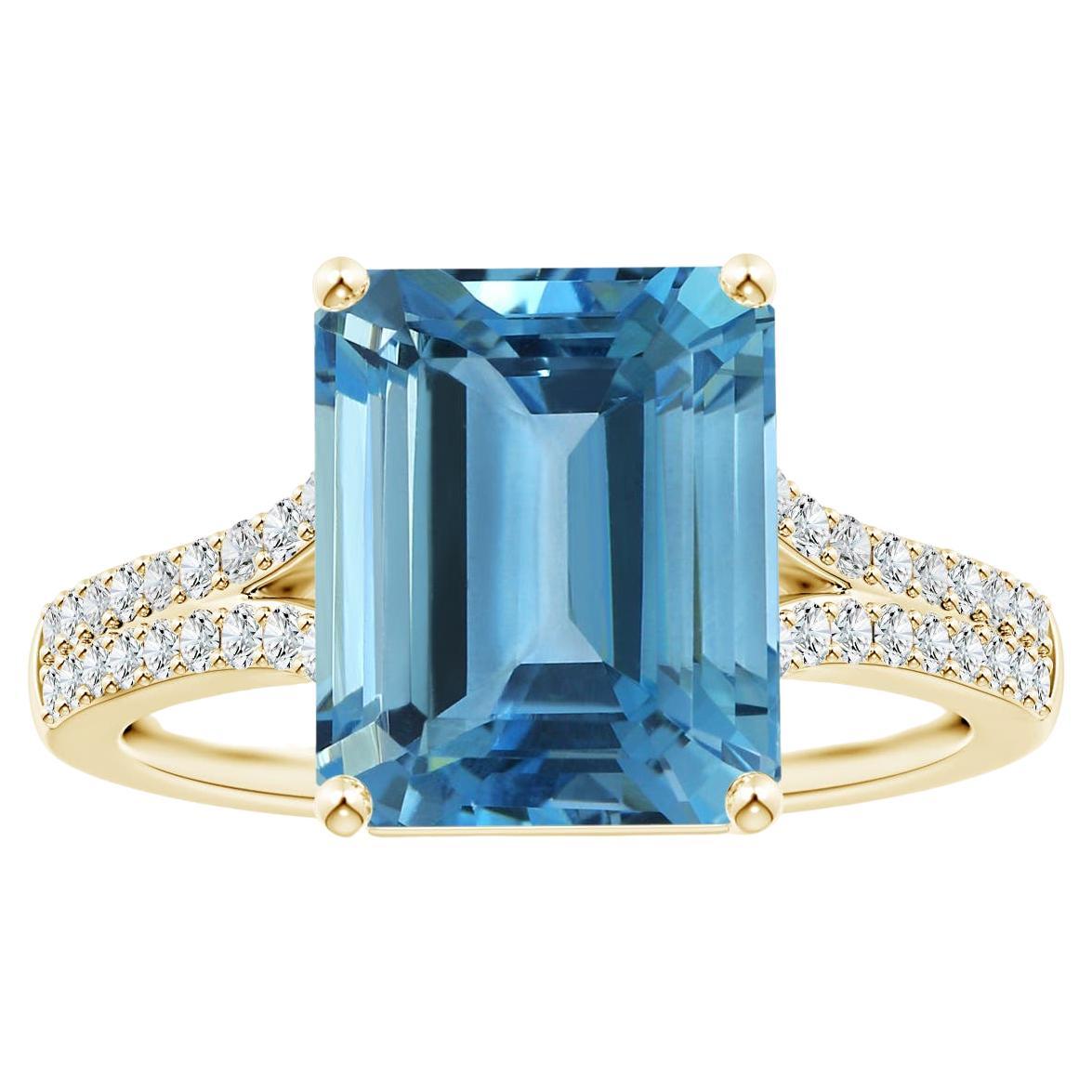 For Sale:  ANGARA GIA Certified 5.04ct Aquamarine Ring in 18K Yellow Gold with Diamond