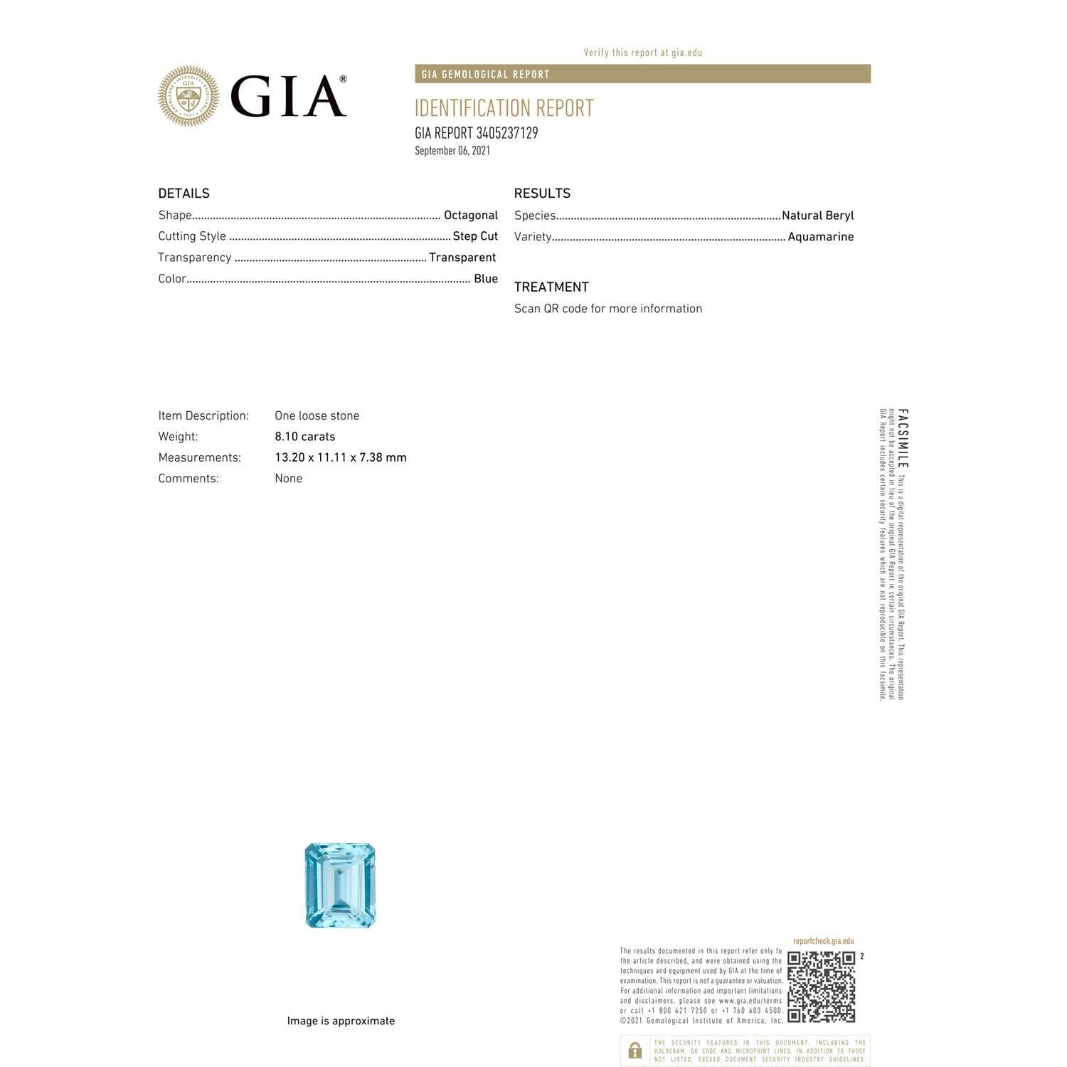 En vente :  Angara Bague en or blanc avec aigue-marine de taille émeraude certifiée GIA et tige en diamant 3