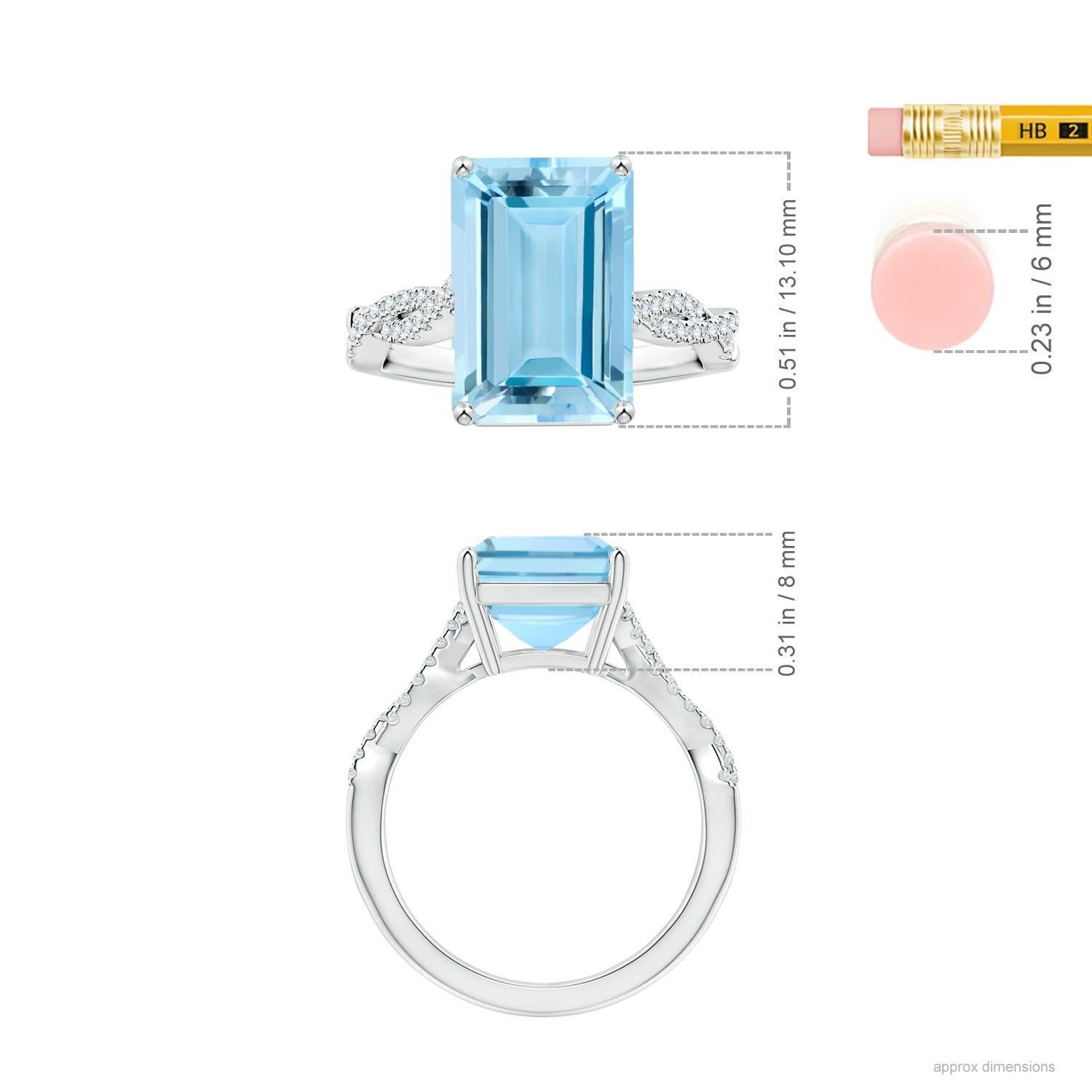 For Sale:  Angara GIA Certified Emerald-Cut Aquamarine White Gold Ring with Diamond Shank 5