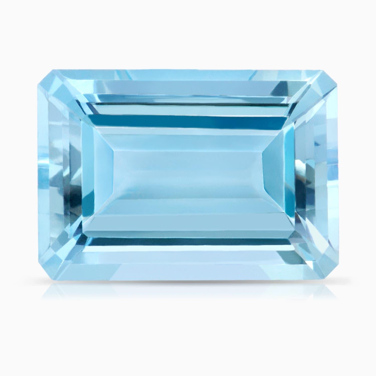 For Sale:  Angara Gia Certified Emerald-Cut Aquamarine White Gold Ring with Diamond Shank 6