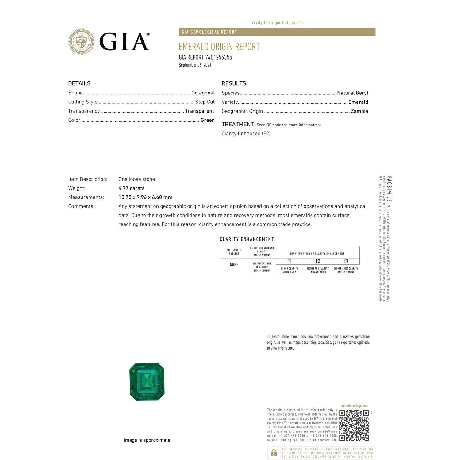 Angara Gia Certified Emerald-Cut Emerald Ring in Platinum with Diamond Halo 3