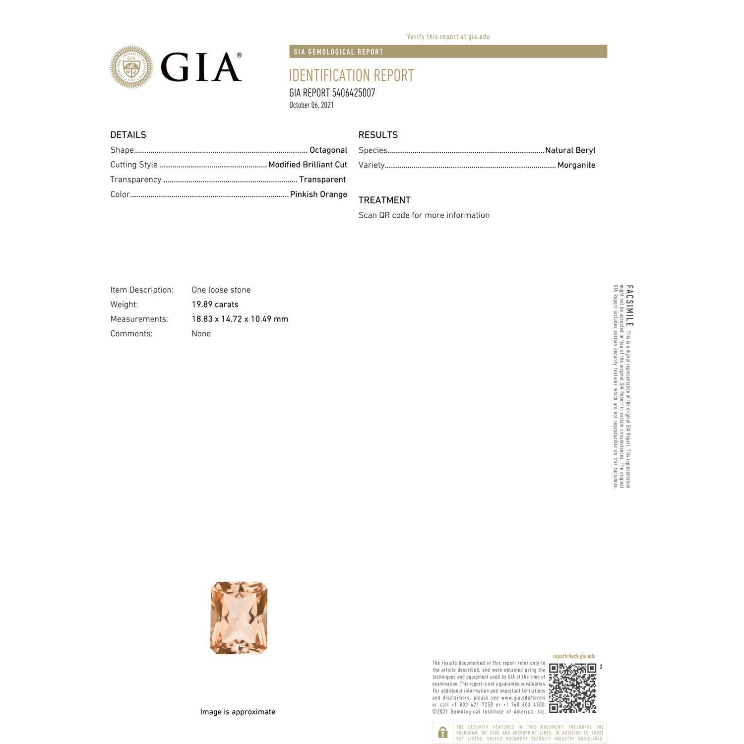 For Sale:  ANGARA GIA Certified Emerald-Cut Morganite Ring in Platinum with Milgrain  3