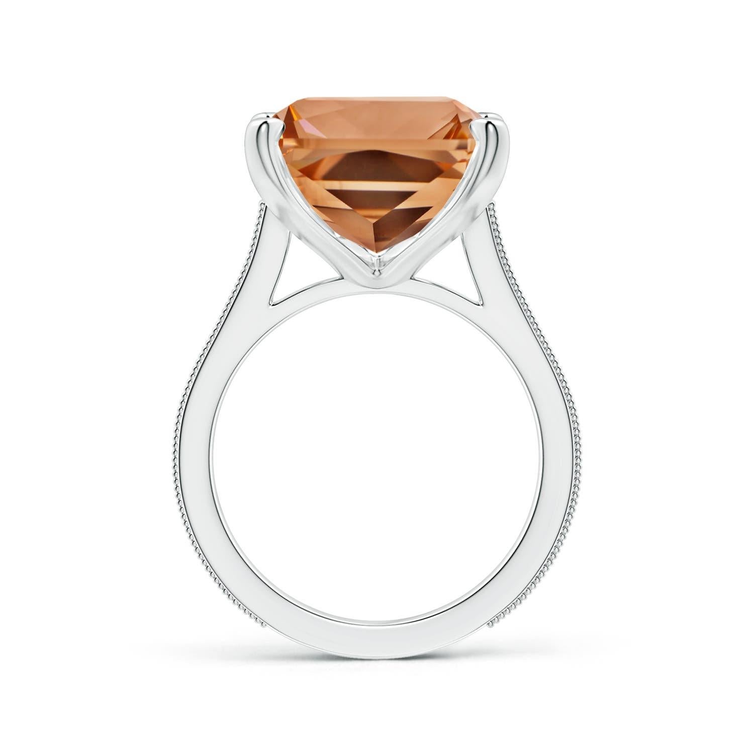 ANGARA GIA Certified Emerald-Cut Morganite Ring in White Gold with Milgrain 2