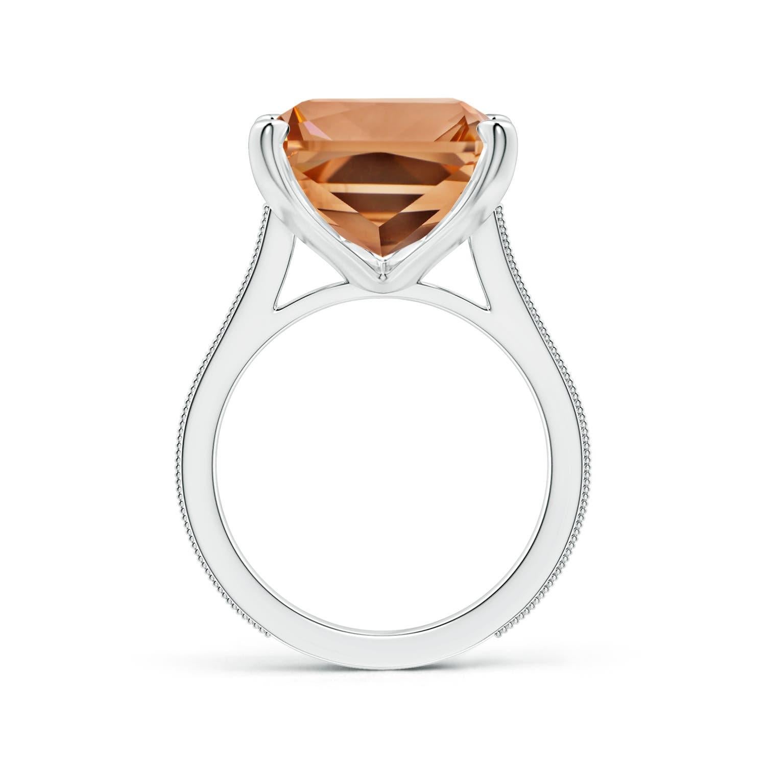 For Sale:  ANGARA GIA Certified Emerald-Cut Morganite Ring in White Gold with Milgrain  2