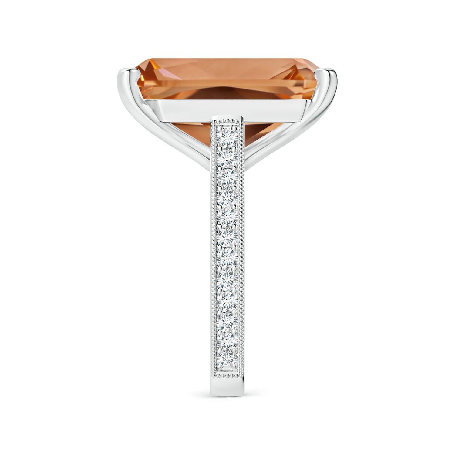 ANGARA GIA Certified Emerald-Cut Morganite Ring in White Gold with Milgrain 4