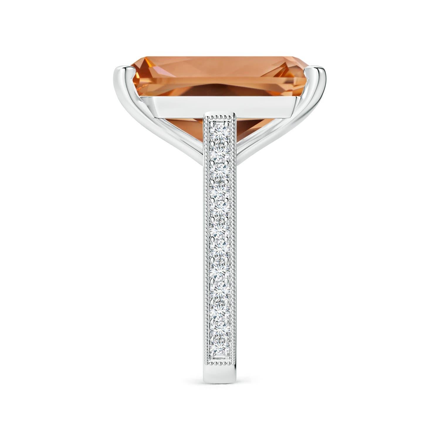For Sale:  ANGARA GIA Certified Emerald-Cut Morganite Ring in White Gold with Milgrain  4