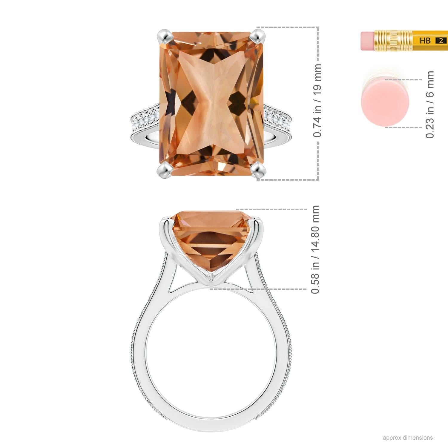 For Sale:  ANGARA GIA Certified Emerald-Cut Morganite Ring in White Gold with Milgrain  5