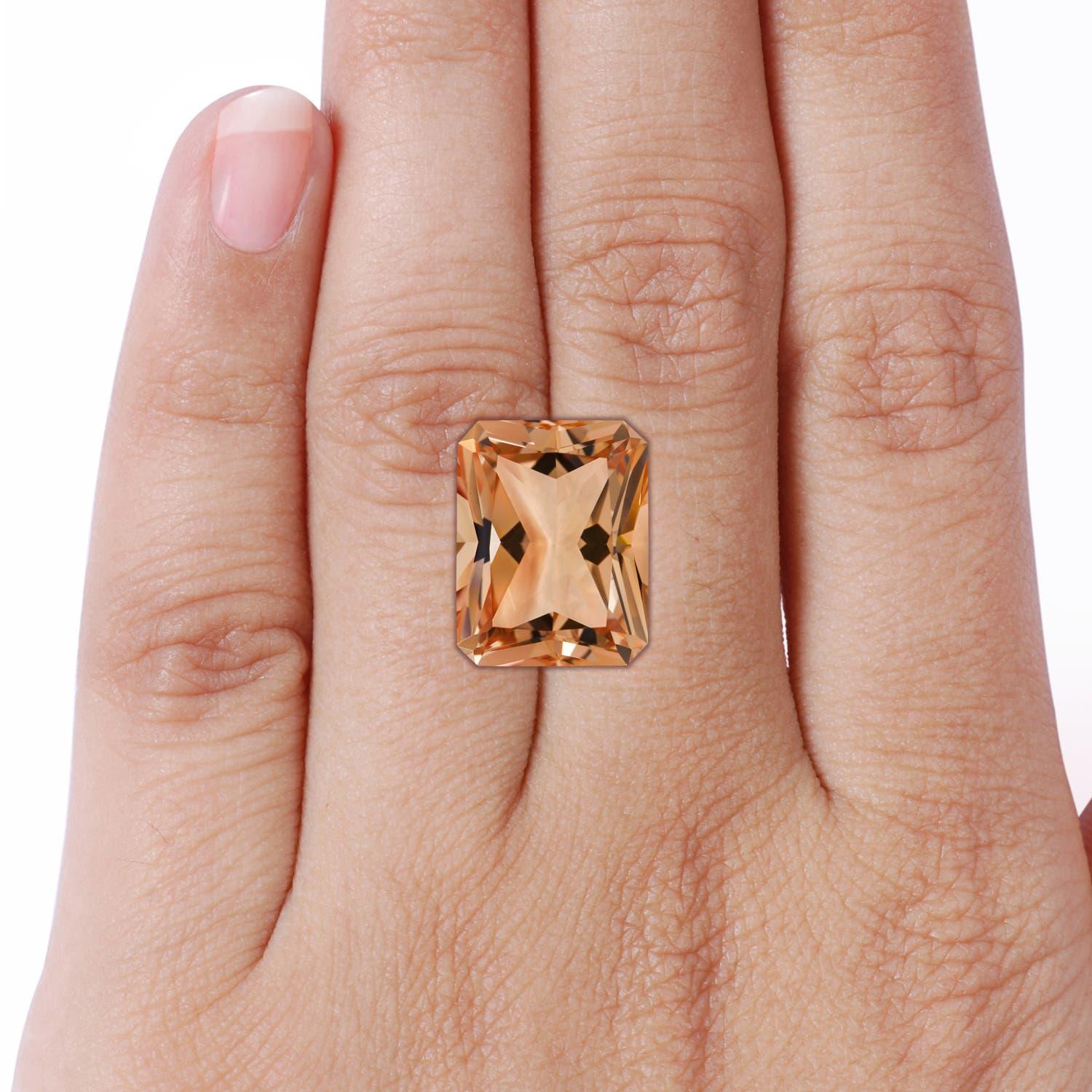 ANGARA GIA Certified Emerald-Cut Morganite Ring in White Gold with Milgrain 7